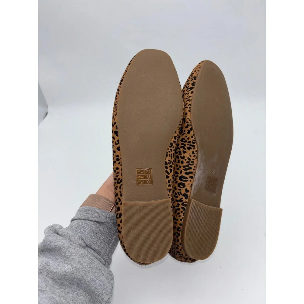 MADEWELL Leopard Ballet Flat Shoe Cory Calf Hair Square‎ Toe